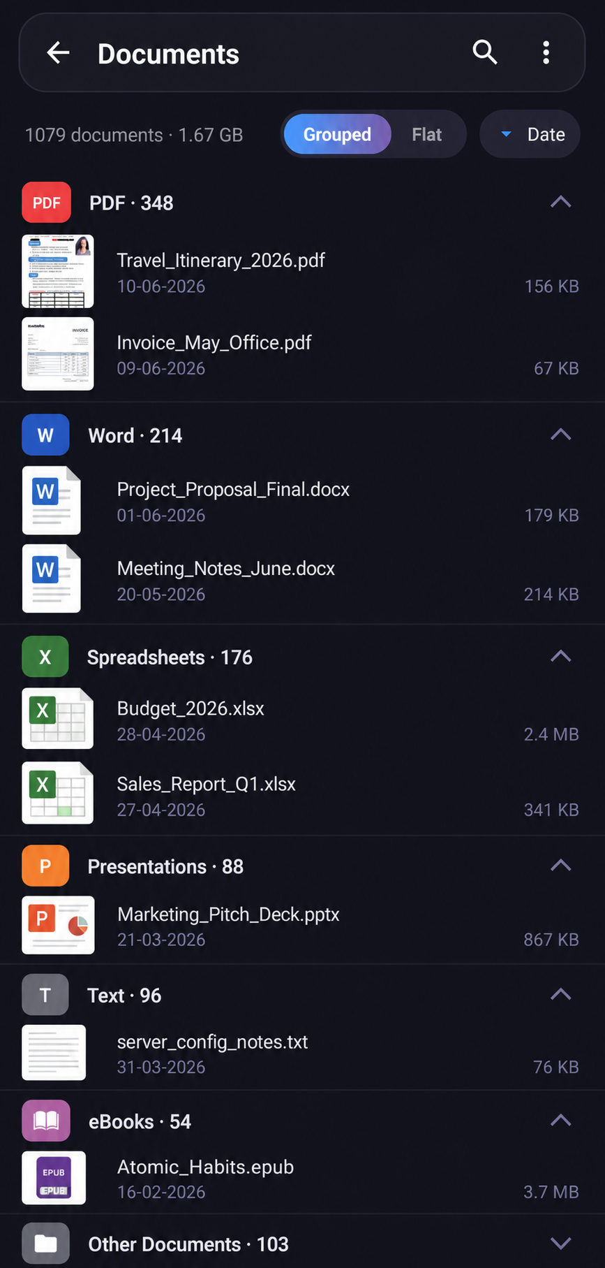 Document categories in KRD File Manager